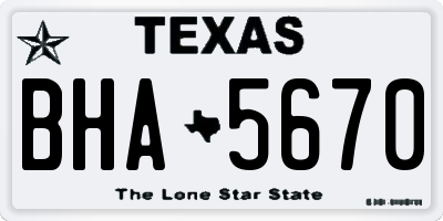 TX license plate BHA5670