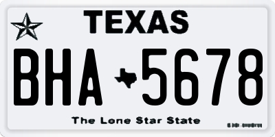 TX license plate BHA5678