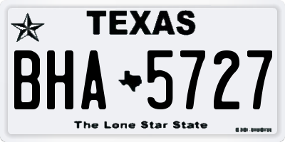 TX license plate BHA5727