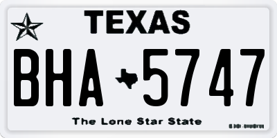 TX license plate BHA5747