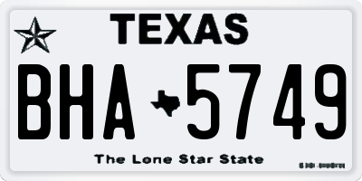 TX license plate BHA5749