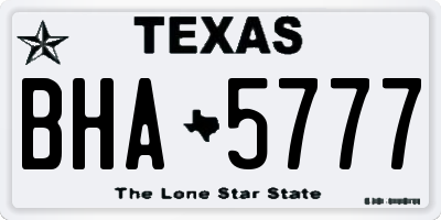 TX license plate BHA5777