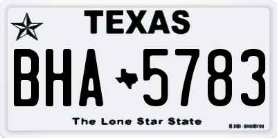 TX license plate BHA5783