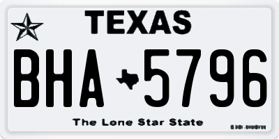 TX license plate BHA5796