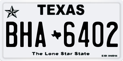 TX license plate BHA6402