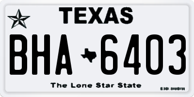 TX license plate BHA6403