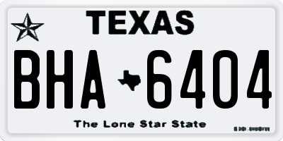 TX license plate BHA6404