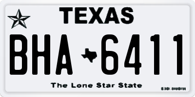 TX license plate BHA6411