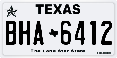 TX license plate BHA6412