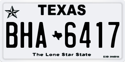 TX license plate BHA6417