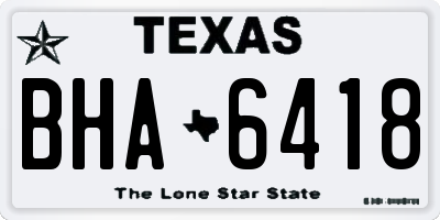 TX license plate BHA6418