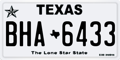 TX license plate BHA6433