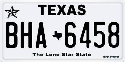 TX license plate BHA6458
