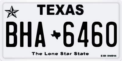 TX license plate BHA6460