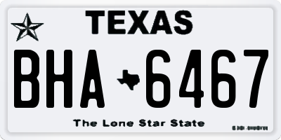 TX license plate BHA6467