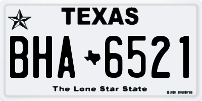 TX license plate BHA6521