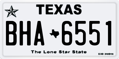 TX license plate BHA6551