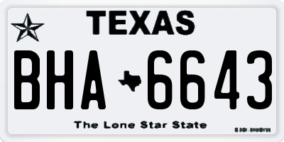 TX license plate BHA6643