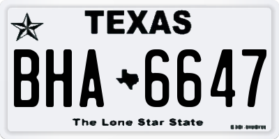 TX license plate BHA6647