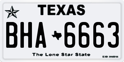 TX license plate BHA6663