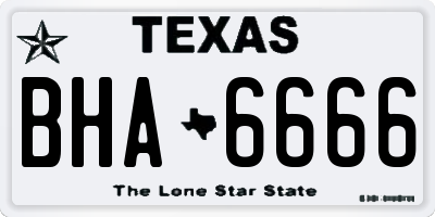 TX license plate BHA6666