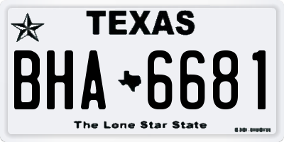 TX license plate BHA6681