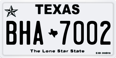 TX license plate BHA7002