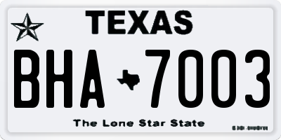 TX license plate BHA7003