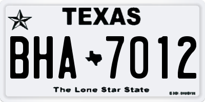 TX license plate BHA7012
