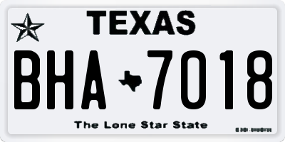 TX license plate BHA7018