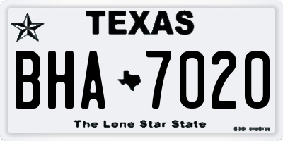 TX license plate BHA7020