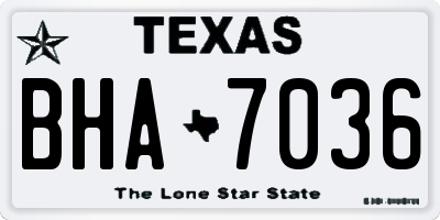 TX license plate BHA7036