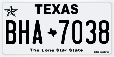 TX license plate BHA7038