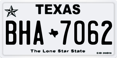 TX license plate BHA7062