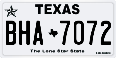 TX license plate BHA7072