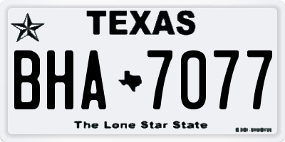 TX license plate BHA7077