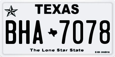 TX license plate BHA7078