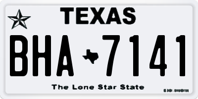 TX license plate BHA7141