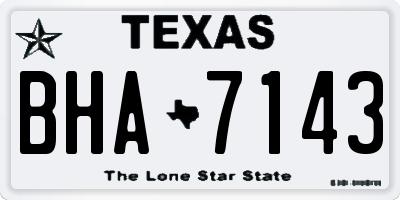 TX license plate BHA7143
