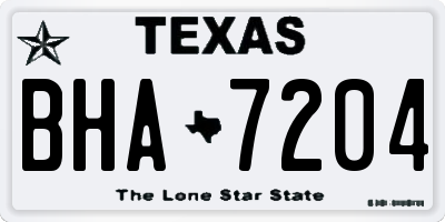 TX license plate BHA7204