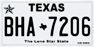 TX license plate BHA7206