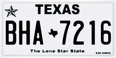 TX license plate BHA7216