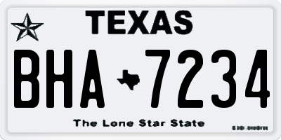 TX license plate BHA7234