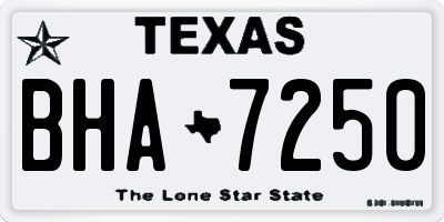 TX license plate BHA7250