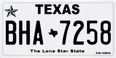 TX license plate BHA7258