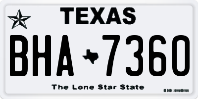 TX license plate BHA7360