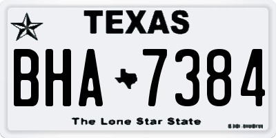 TX license plate BHA7384