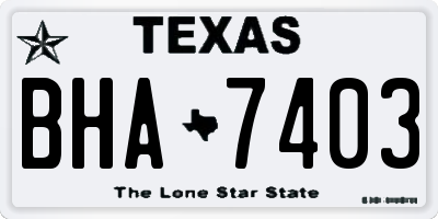 TX license plate BHA7403