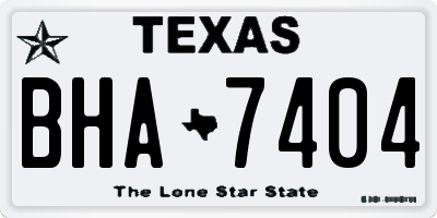 TX license plate BHA7404
