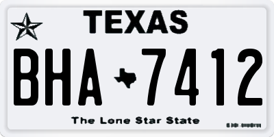 TX license plate BHA7412